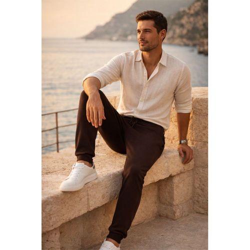 Herbert Nova Pike Kumaş Regular Fit Jogger Erkek Pantolon- Kahve