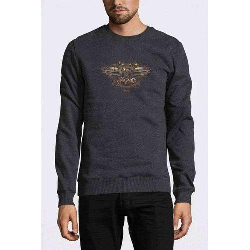 Aerosmith Metal Rock Müzik Music Baskılı Füme Antrasit Erkek Sweatshirt