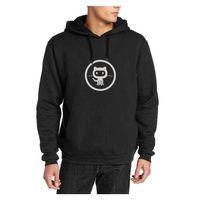Cat Baskılı Siyah Erkek Kapşonlu Sweatshirt