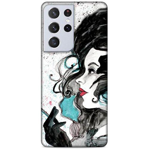 Lopard Samsung Galaxy S21 Ultra Uyumlu Kılıf Sürreal Yüzler ♀ (24) Darbe Emici Kılıf Desenli