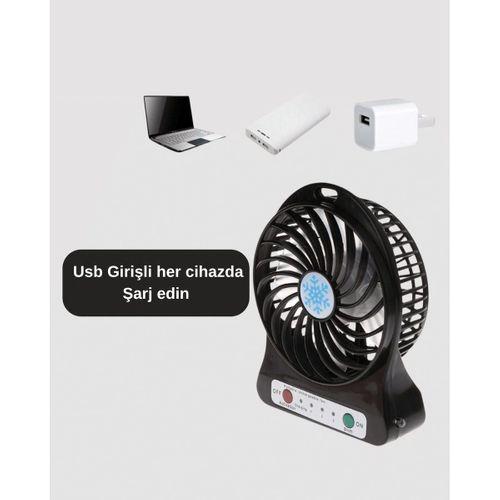 Mini Usb Fan – Şarj Edilebilir, Işıklı, 3 Kademe, Taşınabilir Masaüstü Vantilatör