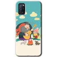 MRCİLETİSİM Oppo A92 Kılıf Kapak - Kış Pikniği +Hayalet Ekran Yandan Gözükmez