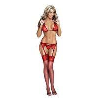 Fantezi Dantelli Kırmızı Jartiyer Takım  Çorapsız