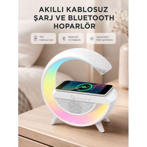 Kablosuz Şarjlı Bluetooth Hoparlör Ve Gece Lambası – Nfc, Fm Radyo, Rgb Işık