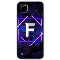 BeRa Aksesuar Realme C21 Kılıf Baskılı Kapak - Dark Neon Yaprak F Harfi +Tam Kaplayan Mat Seramik