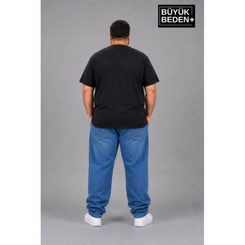 Süperlife Büyük Beden Erkek V Yaka Pamuklu Basic Tişört Lacivert 3XL-6XL SPR26BTS509