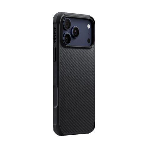 Apple iPhone 17 Pro Max Kılıf M-safe Şarj Özellikli Pitaka Aramid Pro Guard Serisi Black-Gray Karbon Kapak