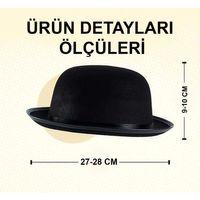 Eğitici Çocuk Charlie Chaplin Stil Çocuk Şapkası – Siyah Melon Parti Şapkası