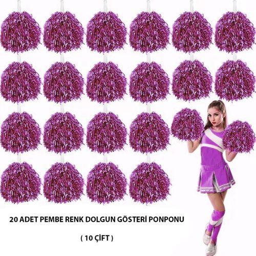 10 Çift ( 20 Adet ) Pembe Renk 23 Nisan 19 Mayıs 29 Ekim Okul Gösteri Ponponları