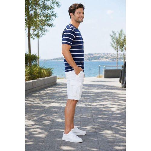 ALEXANDERGARDI ÇİZGİLİ LACİVERT REGULAR FİT T-SHİRT (E23-00148)
