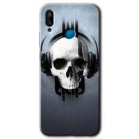 Huawei P20 Lite Kılıf Baskılı Kapak - Müzik Kurukafa + 5D Tam Kaplayan Cam
