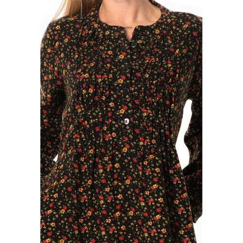 Uzun Kol Sümeyye Pazen Düğmeli Sonbahar ve Kışlık Uzun Elbise Siyah Syh