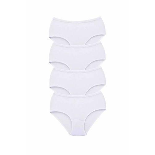4 Adet Tutku Kadın Yüksek Bel Bato Kalın Lastik Külot Beyaz