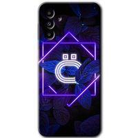 MRCİLETİSİM Samsung Galaxy A13 5G Kılıf HD Desen Baskılı Arka Kapak + Temperli Cam - Dark Neon Yaprak Ö Harfi