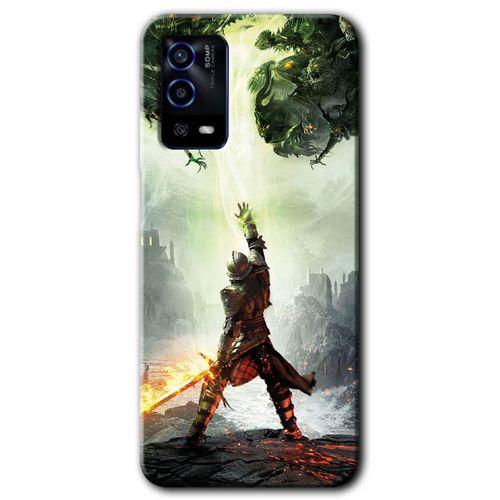 MRCİLETİSİM Oppo A55 Kılıf HD Desen Baskılı Arka Kapak + Temperli Cam - Dragon Hunter