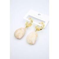 Akrilik Taşlı Küpe - Krem