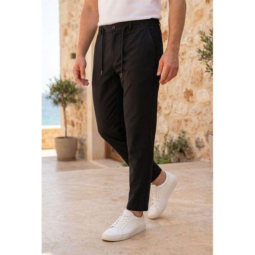 Partain Havuç Kesim Bezayağı Kumaş Boyfriend Kalıp Jogger Erkek Pantolon - Siyah