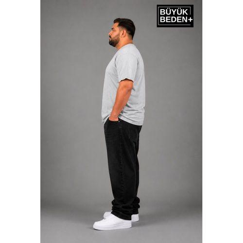 Süperlife Büyük Beden Erkek V Yaka Pamuklu Basic Tişört Lacivert 3XL-6XL SPR26BTS509