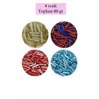 Uzun Boru Kesme Boncuk Çap 2mm Uzunluk 10 mm - 4 Renk - Toplam 80 Gram - BNC429