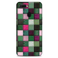 Oppo Ax7 Kılıf Patchwork (34) Slim Armor Kılıf Yeşil Fuşya