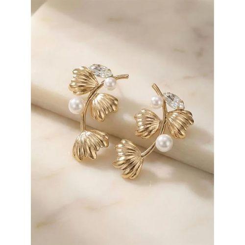 İncili Metal Küpe - Altın