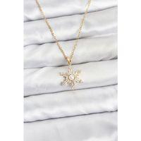 316L Çelik Zincir Gold Renk Kar Tanesi Model Zirkon Taşlı Kadın Kolye