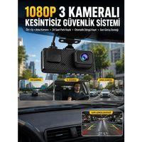 3 Kameralı Araç İçi Dvr Kayıt Cihazı  Ön İç Arka Kamera Full Hd