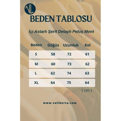 İçi Astarlı Şerit Detaylı Peluş Erkek Mont - Ekru