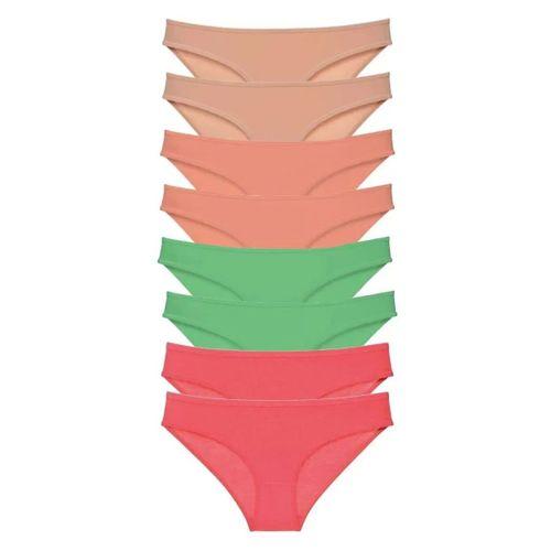 8 Adet Süper Eko Set Likralı Kadın Slip Külot Ten Pudra Yeşil Fuşya