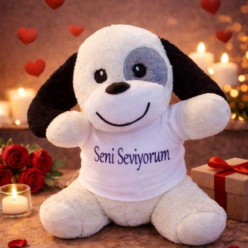 Seni Seviyorum Tişörtlü Sevimli Peluş Köpek