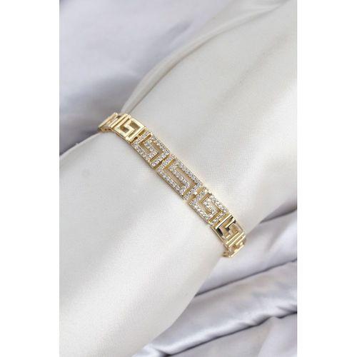 CM Labirent Model Zirkon Taşlı VIP Seri Gold Renk Pirinç Kadın Bileklik