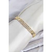 CM Labirent Model Zirkon Taşlı VIP Seri Gold Renk Pirinç Kadın Bileklik