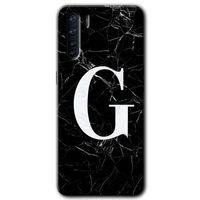 Oppo A91 HD Baskılı Kılıf + 9D Tam Ekran Koruyucu - Siyah Mermer Desenli G Harfi
