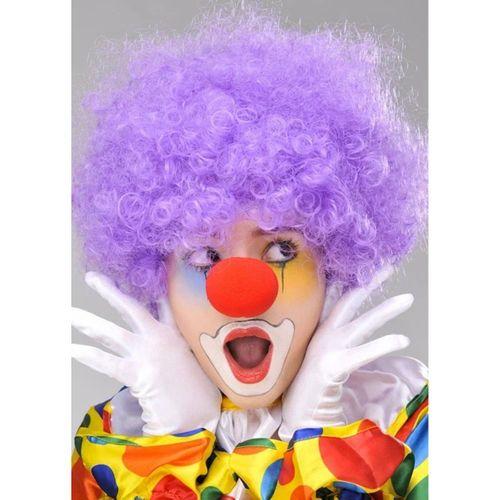 Mor Renk Kıvırcık Bonus Peruk Ve Kırmızı Burun Seti