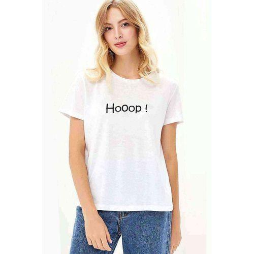 Hooop Baskılı Beyaz Kadın Tshirt