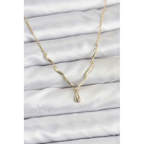 Pirinç Gold Renk Damla Model Kadın Kolye