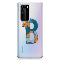 Huawei P40 Pro Kılıf B Harfi Çiçekli Arka Kapak Koruma Desenli Full Koruyucu