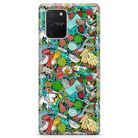 Samsung Galaxy A91 Kılıf Covid-19 Doodle Arka Kapak Koruma Desenli Full Koruyucu