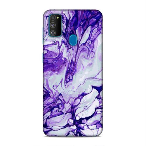 Samsung Galaxy M30s Kılıf Mor Mermer Arka Kapak Silikon Koruma Full Koruyucu