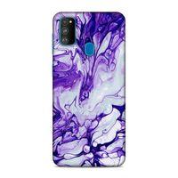 Samsung Galaxy M30s Kılıf Mor Mermer Arka Kapak Silikon Koruma Full Koruyucu