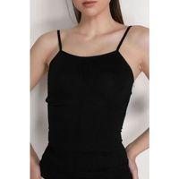 Elite Life Kadın Dikişsiz Ince Askılı Siyah Atlet 848