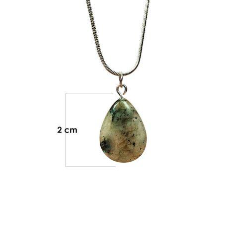 Labradorit Doğal Taşı Zincirli El Yapımı Kolye Uç: 2 cm Zincir: 20 cm Kutulu