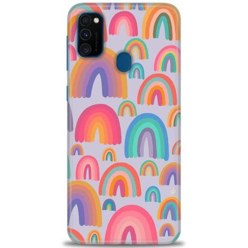 Samsung Galaxy M21 Kılıf HD Baskılı Kılıf - Gökkuşakları + Tam Ekran Koruyucu