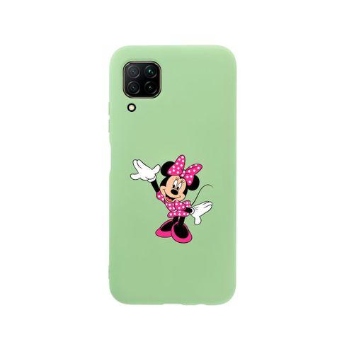 Huawei P40 Lite Minnie Mouse Premium Silikonlu Yeşil Telefon Kılıfı