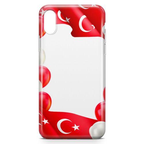 Apple iPhone X Kılıf Balonlar Türkiye Bayrağı Arka Kapak Koruma Desenli Full Koruyucu