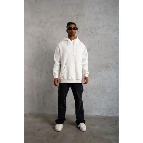 3 İplik Kapşonlu Sweatshirt Hoodie - Beyaz