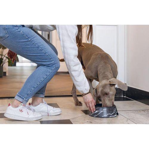 Beeztees DBL Köpek Mama Su Kabı, Mat Siyah Paslanmaz Çelik, Siyah Mermer Görünümlü, 22cm, 700ml