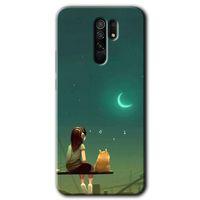 Xiaomi Redmi 9 Kılıf Baskılı Arka Kapak - Kedili Kız +Tam Ekran Koruyucu