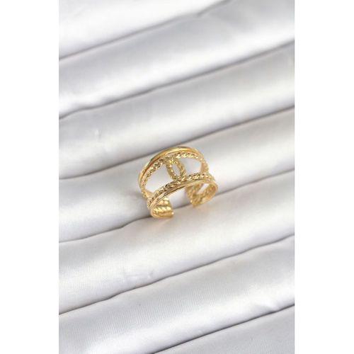 316L Çelik Gold Renk Burgu Düğüm Model Kadın Yüzük