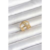 316L Çelik Gold Renk Burgu Düğüm Model Kadın Yüzük